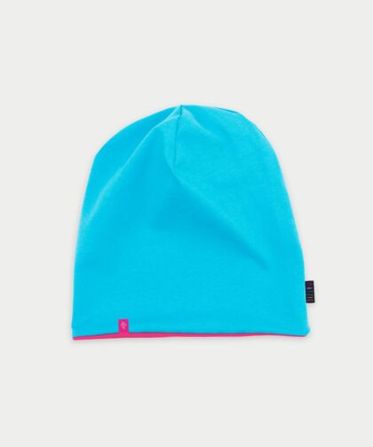 Beanie Mütze - aqua blue & hot pink