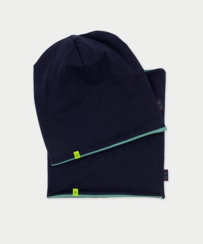 Beanie Mütze & Loop Set - denim blue & sea green