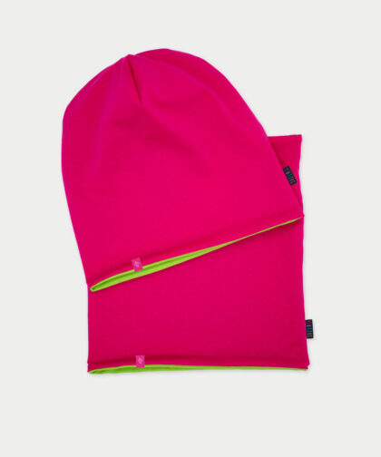 Beanie Mütze & Loop Set - hot pink & lime