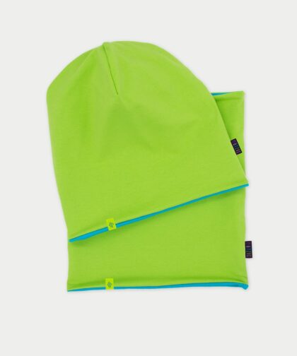 Beanie Mütze & Loop Set - lime & aqua blue