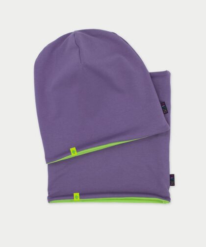 Beanie Mütze & Loop Set - provence purple & lime