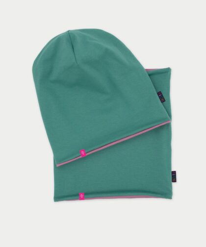 Beanie Mütze & Loop Set - sea green & dusty mauve