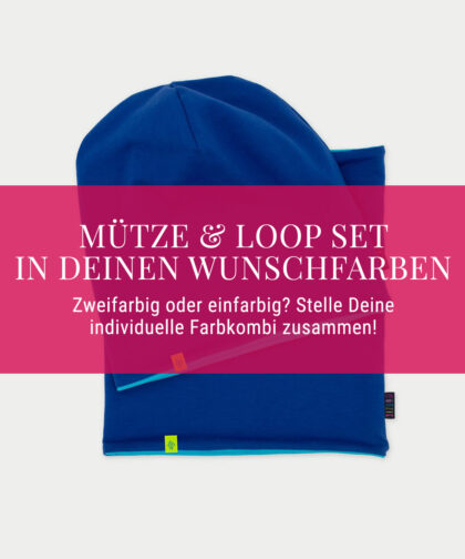 Beanie Mütze und Loopschal Set - individuelle Farbwahl